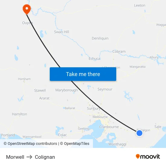 Morwell to Colignan map