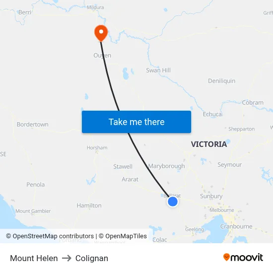 Mount Helen to Colignan map