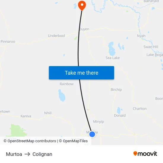Murtoa to Colignan map