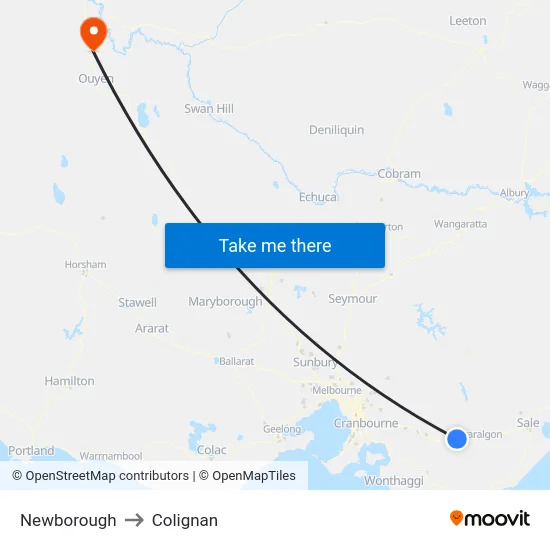 Newborough to Colignan map