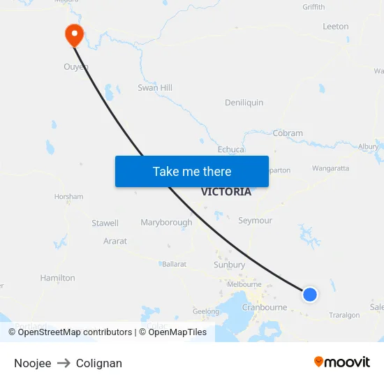 Noojee to Colignan map