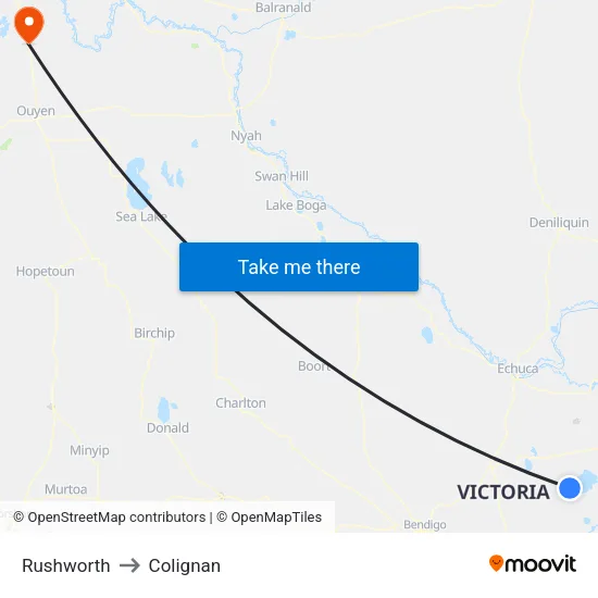 Rushworth to Colignan map
