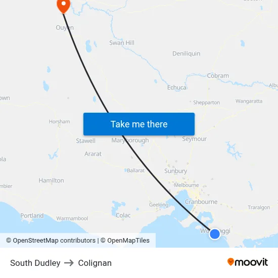 South Dudley to Colignan map