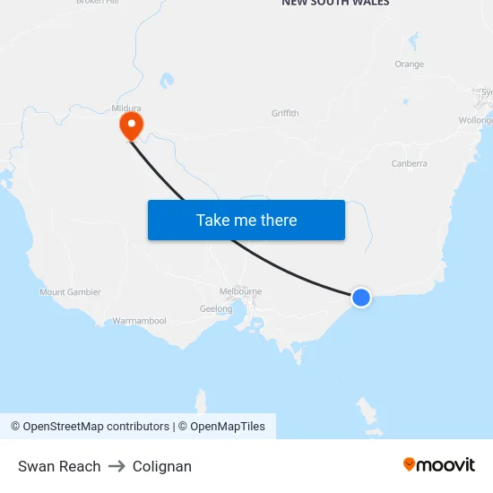 Swan Reach to Colignan map