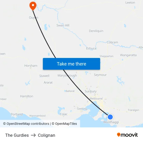The Gurdies to Colignan map