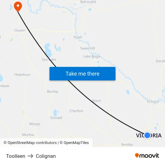 Toolleen to Colignan map