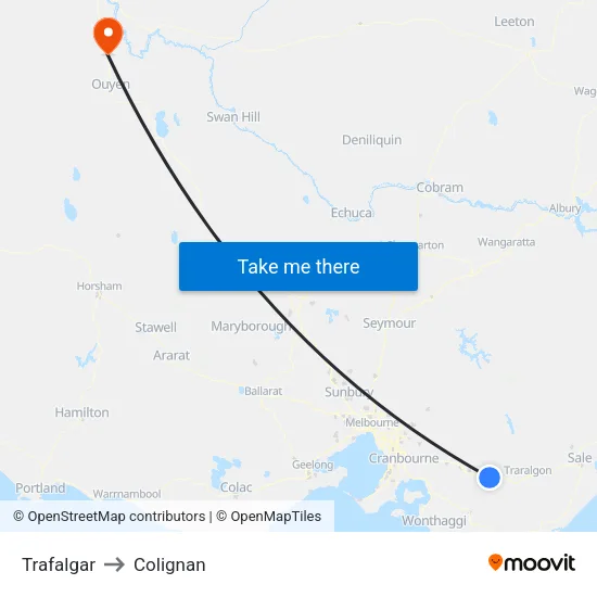 Trafalgar to Colignan map