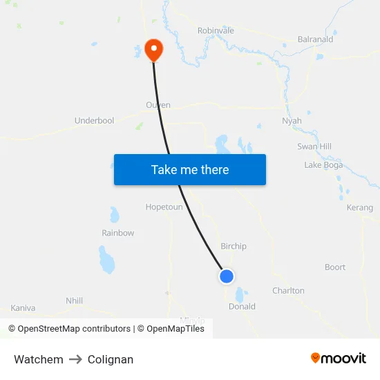 Watchem to Colignan map