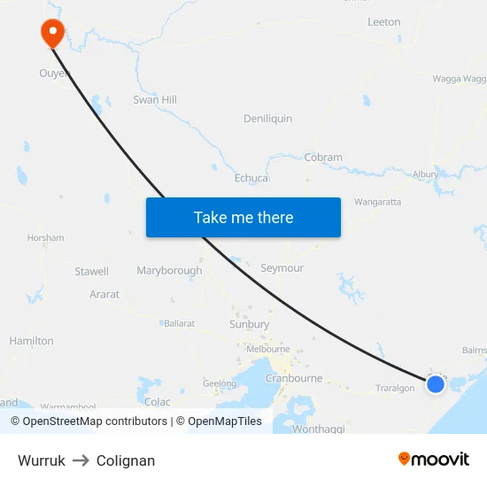 Wurruk to Colignan map