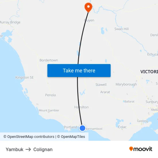 Yambuk to Colignan map