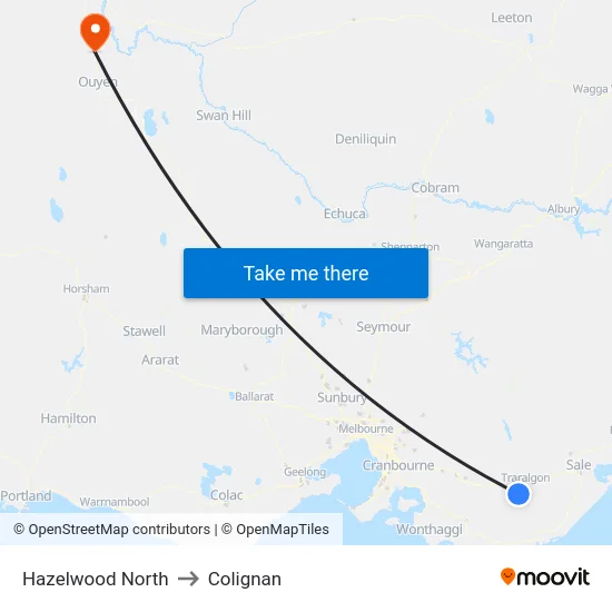 Hazelwood North to Colignan map