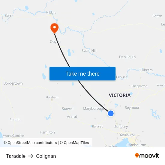 Taradale to Colignan map