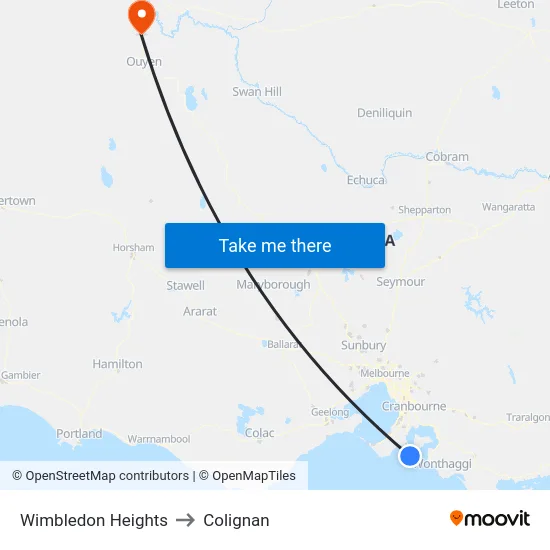 Wimbledon Heights to Colignan map
