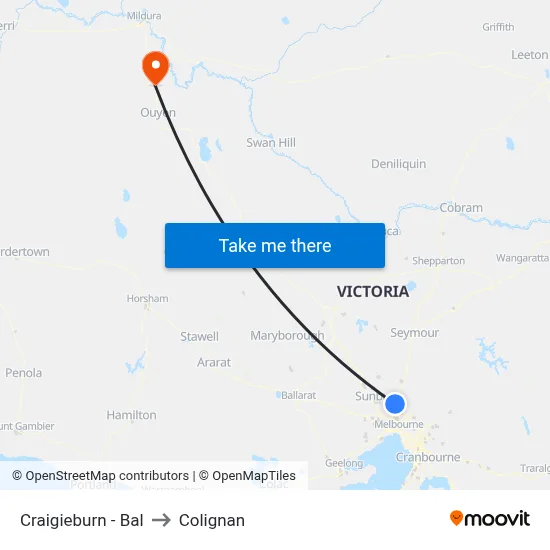 Craigieburn - Bal to Colignan map