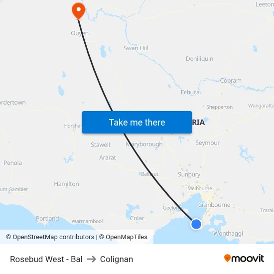 Rosebud West - Bal to Colignan map