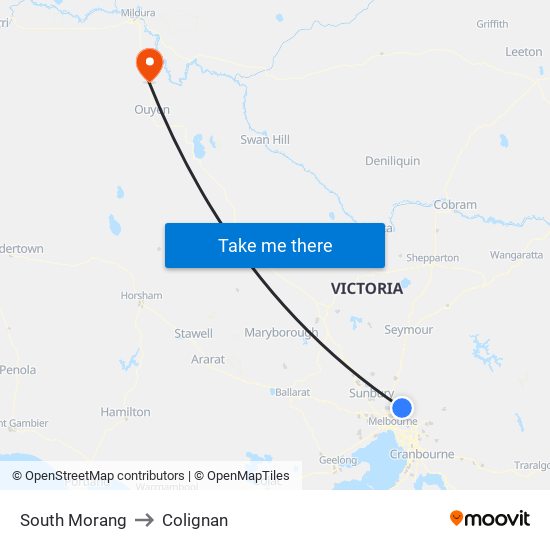 South Morang to Colignan map