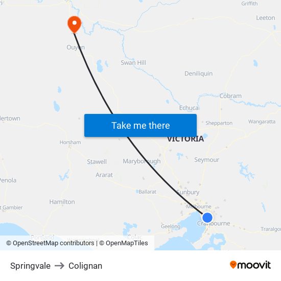 Springvale to Colignan map