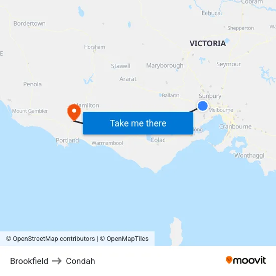 Brookfield to Condah map