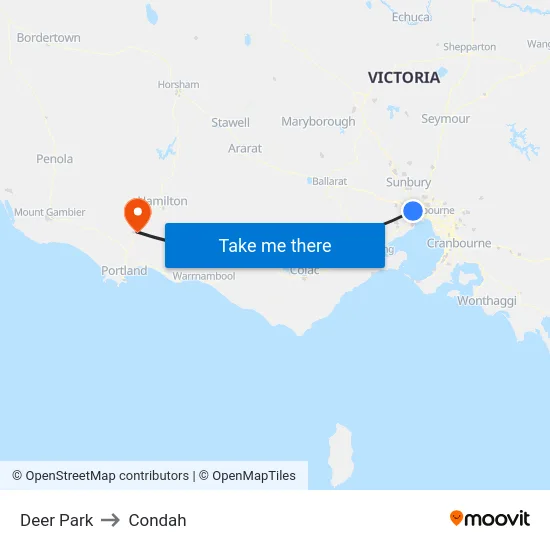 Deer Park to Condah map