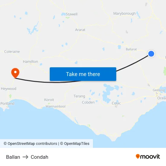 Ballan to Condah map