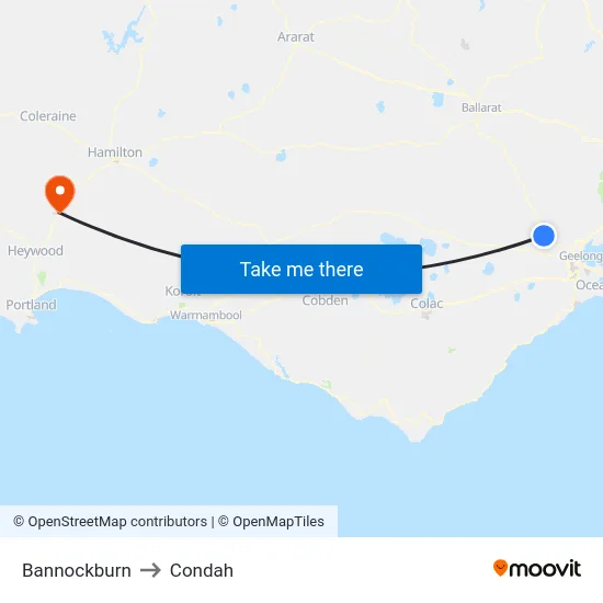 Bannockburn to Condah map