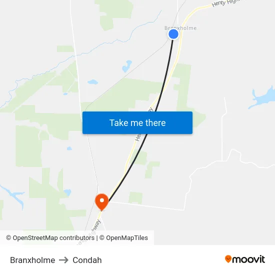Branxholme to Condah map