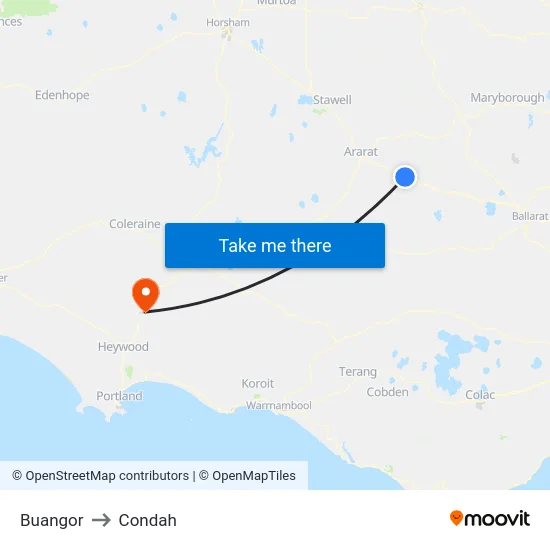 Buangor to Condah map