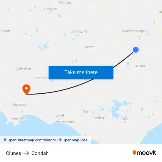 Clunes to Condah map