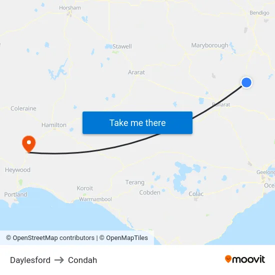 Daylesford to Condah map