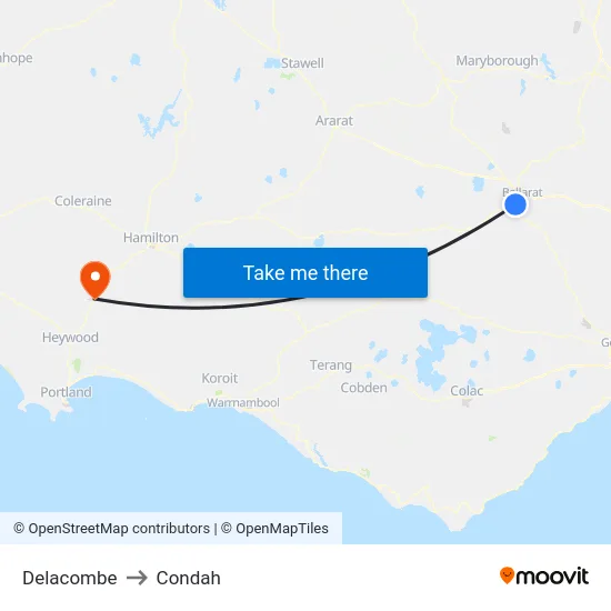 Delacombe to Condah map