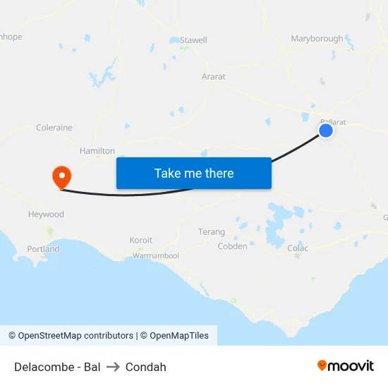 Delacombe - Bal to Condah map