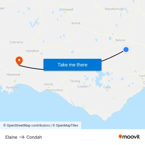 Elaine to Condah map