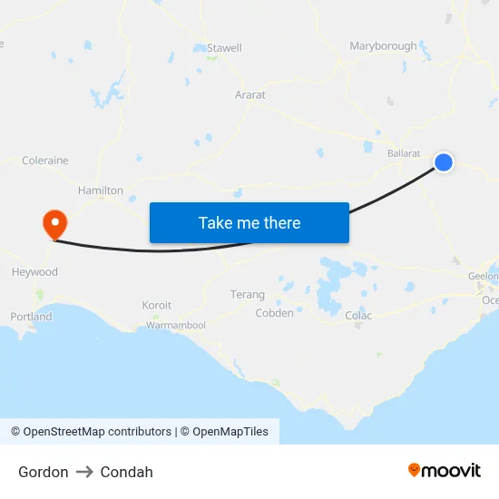 Gordon to Condah map