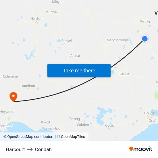 Harcourt to Condah map