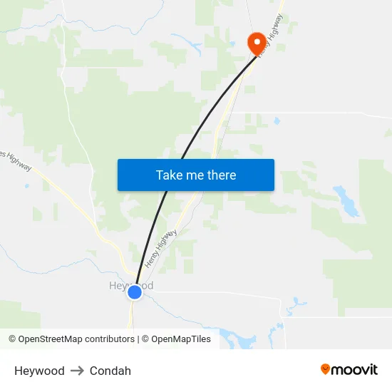 Heywood to Condah map