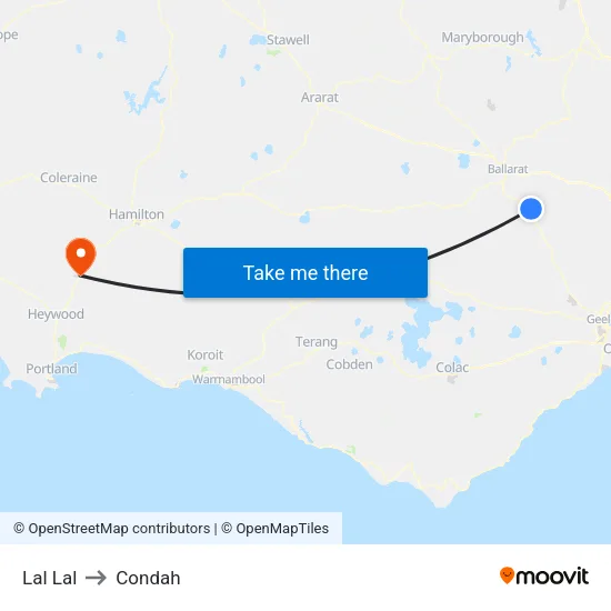 Lal Lal to Condah map