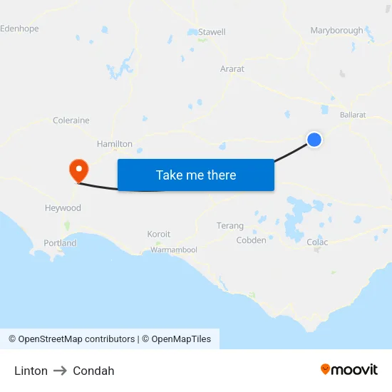 Linton to Condah map