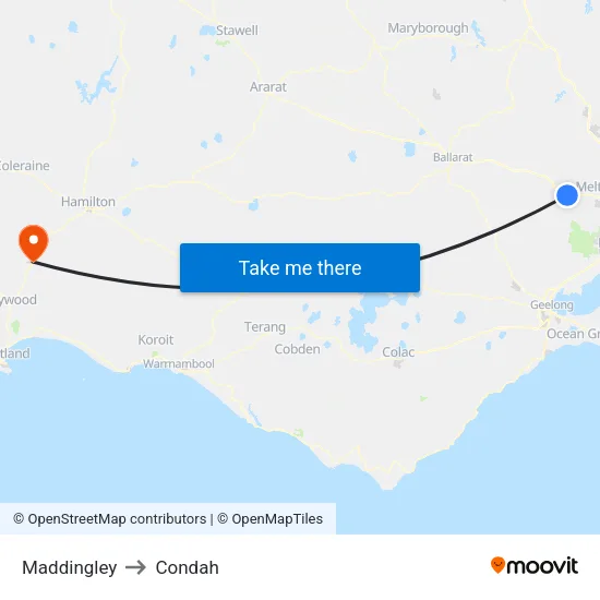 Maddingley to Condah map
