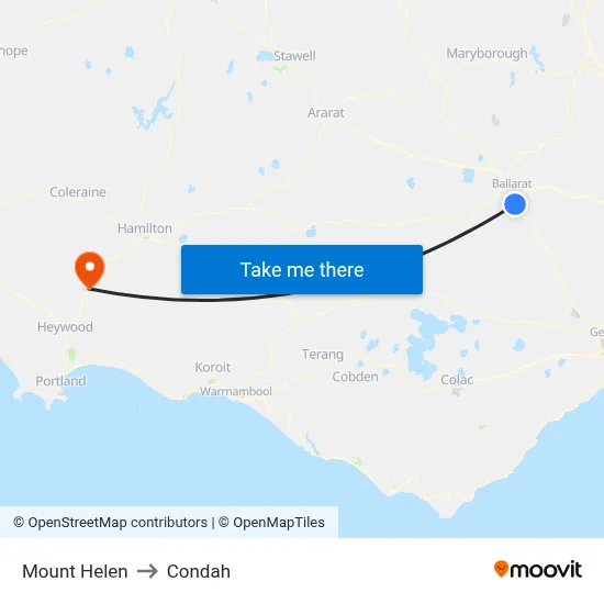Mount Helen to Condah map