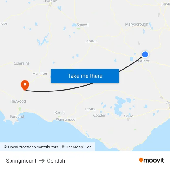 Springmount to Condah map