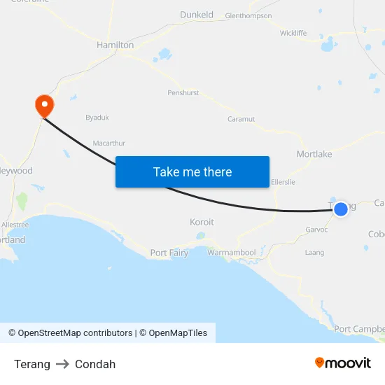 Terang to Condah map