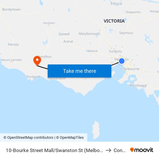 10-Bourke Street Mall/Swanston St (Melbourne City) to Condah map