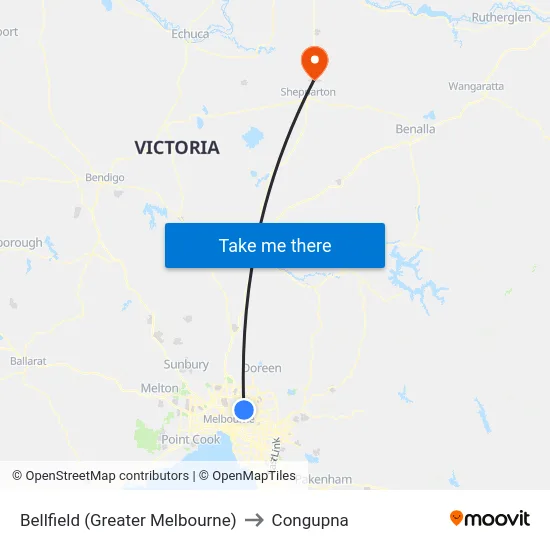 Bellfield (Greater Melbourne) to Congupna map