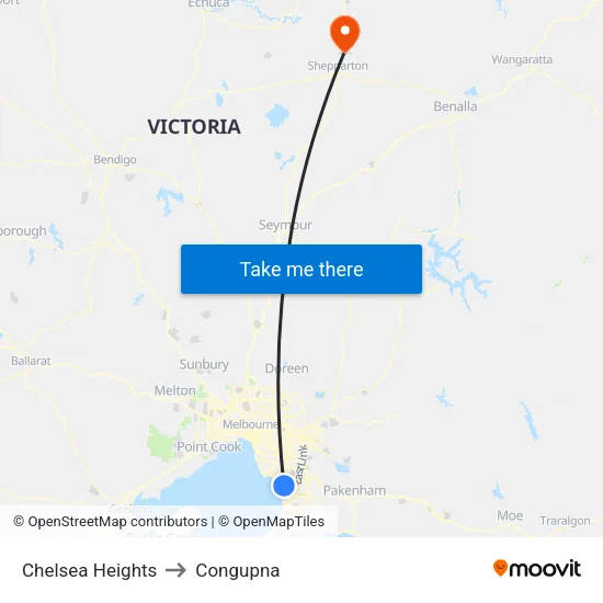 Chelsea Heights to Congupna map