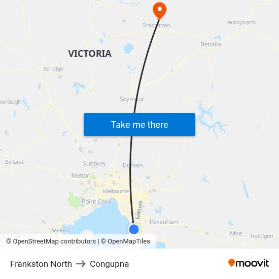 Frankston North to Congupna map