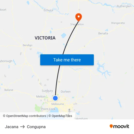 Jacana to Congupna map
