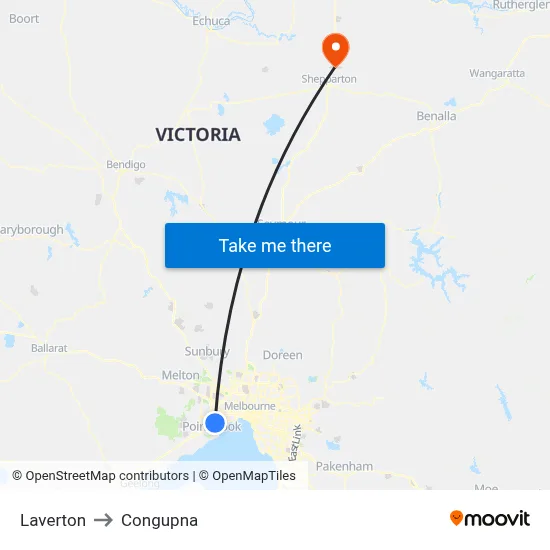 Laverton to Congupna map