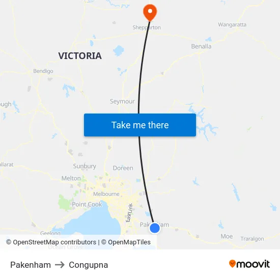 Pakenham to Congupna map