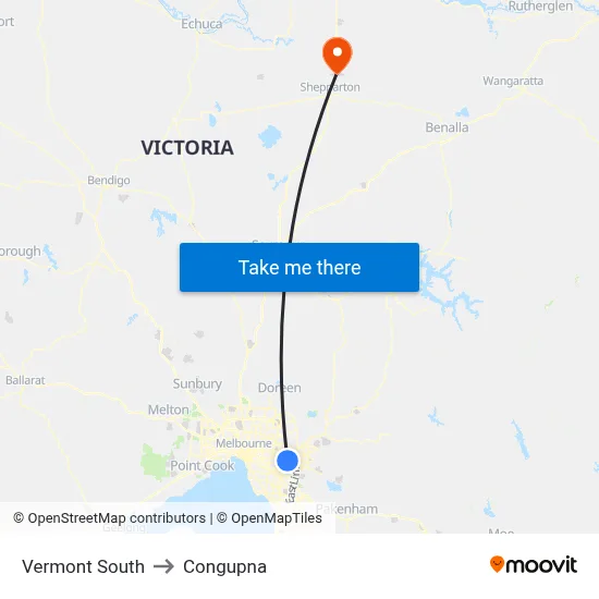 Vermont South to Congupna map