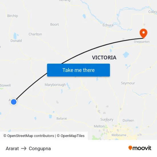 Ararat to Congupna map